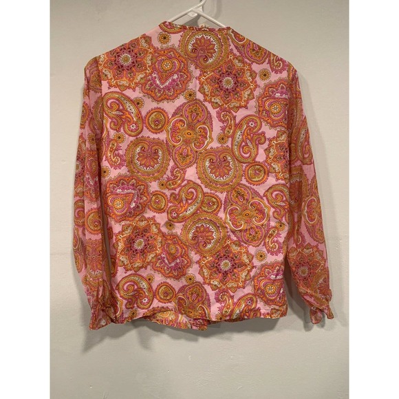 Vintage 1970s Button Down Blouse Colorful Paisley - Picture 5 of 8